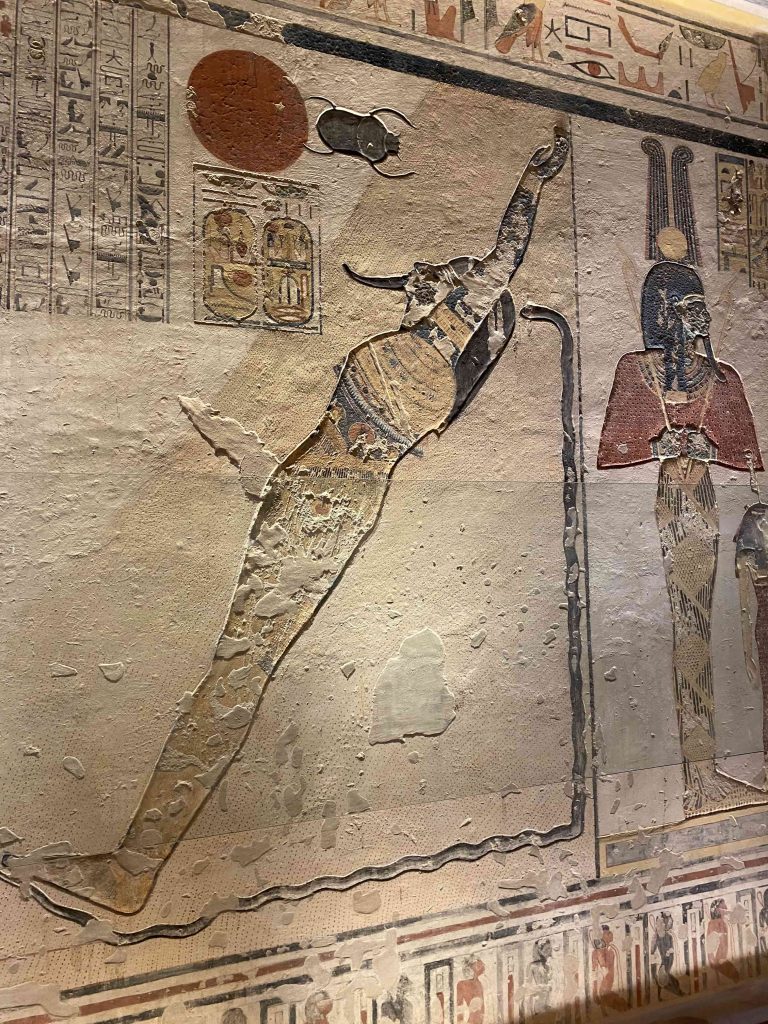 Drawings and inscriptions on the walls of the Tombs of the Pharaohs
